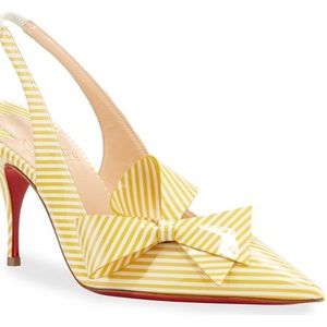 CHRISTIAN LOUBOUTIN Clare Nodo Yellow Stripe Pumps